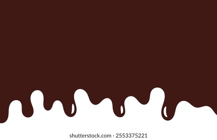 melt chocolate background. dripping chocolate illustration for banner or packaging design. glossy flowing chocolate vector wavy background.