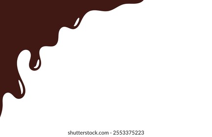 Fondo de chocolate derretido. Ilustración de chocolate goteando para el diseño de Anuncio o empaque. Fondo ondulado de Vector de chocolate brillante.