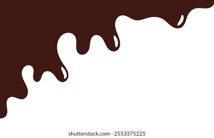 melt chocolate background. dripping chocolate illustration for banner or packaging design. glossy flowing chocolate vector wavy background.