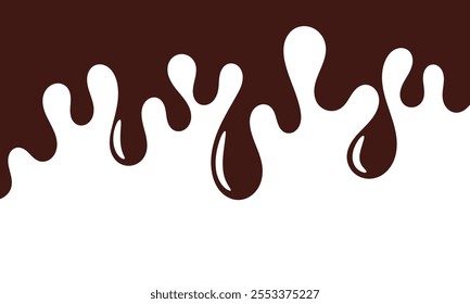 melt chocolate background. dripping chocolate illustration for banner or packaging design. glossy flowing chocolate vector wavy background.