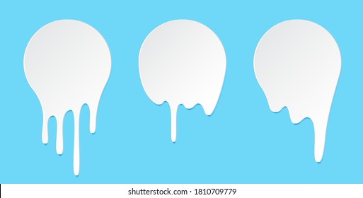 Milk Labels Drips Milkshake Melt Circle Stock Vector (Royalty Free ...