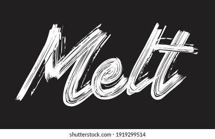 Melt Restaurante escrito a mano y cocina Pincel letra de guión de la frase de la letra de la frase en el fondo negro para los dichos