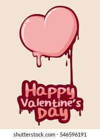 melt heart with lettering cute vector illustration