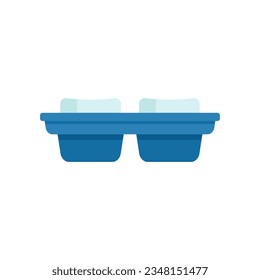 Melt ice cube tray icon flat vector. Water container. Form square isolated