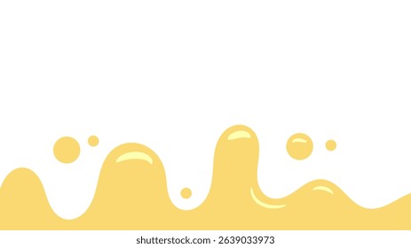melt mustard isolated on white background. flat style melt mustard. melted mayonnaise illustration. wavy background for packaging or advertising banner. abstract wavy background.