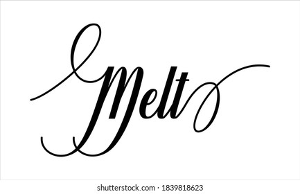 Melt Script Typography Cursive Calligraphy Black text lettering Cursive and phrases isolated on the White background for titles, words and sayings