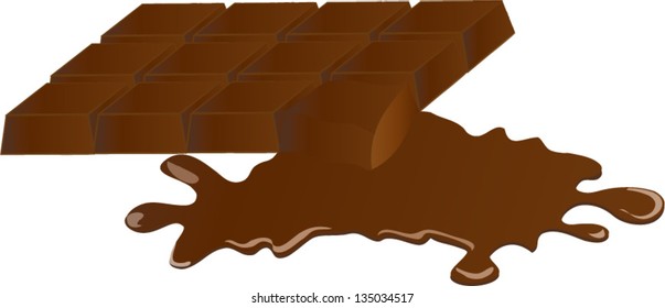 Melted bar of chocolate, vector illustration