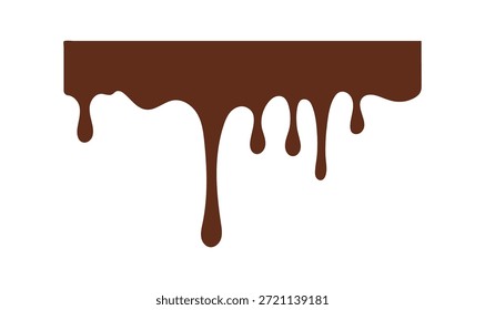 Chocolate marrón derretido goteando suavemente hacia abajo sobre un fondo blanco limpio.