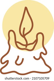 Melted burning candle, illustration, vector on a white background.