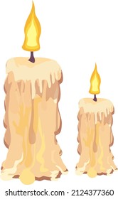 Melted candles, illustration, vector on a white background.