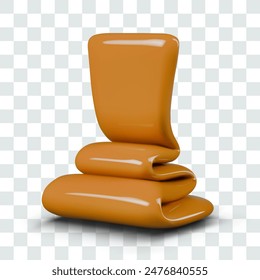 Melted caramel in 3D style. Toffee topping, cream. Isolated vector image