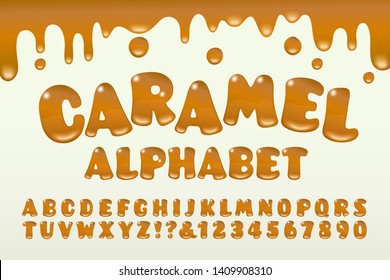 A melted caramel effect alphabet