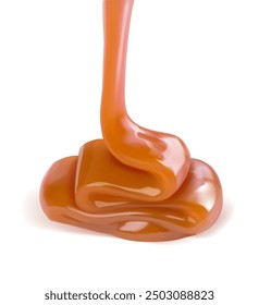 Melted caramel flows down. Vector illustration