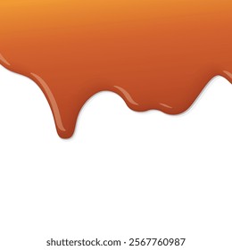 Melted caramel syrup pouring on white background graphic illustration have blank space.