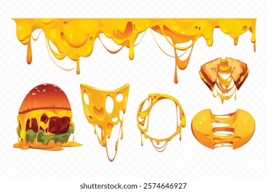 Melted Cheese cartoon set illustration of vector design