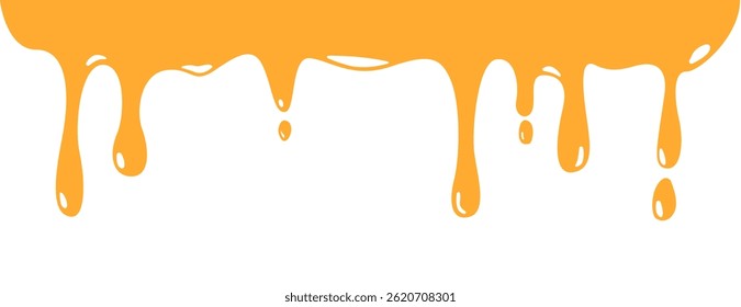 Melted cheese drip background. Flowing cheese liquid isolated on white background. leak, splash, spilled liquid