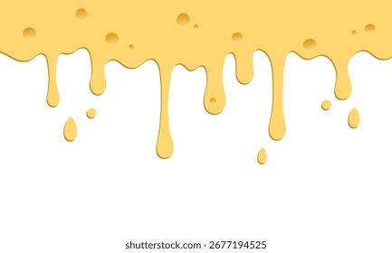 Ilustración de goteo de queso derretido, diseño de queso líquido, fondo de alimentos derretidos, textura de lácteos goteando, arte de queso amarillo