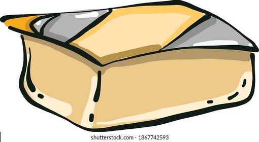 Melted cheese, illustration, vector on white background.