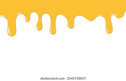 Queso derretido sobre un fondo blanco. Vector de queso. Goteo de fondo de queso derretido con espacio para el texto, Ilustración vectorial plana aislada. fondo	