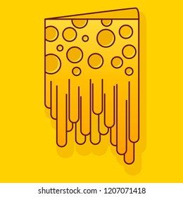 melted cheese on yellow background flat style realistic vector illustration.