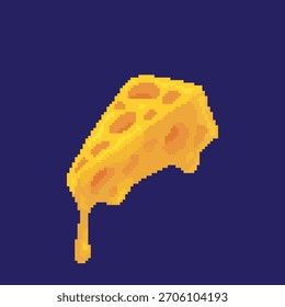 Arte de píxel de queso derretido, Ilustración vectorial sobre fondo aislado.