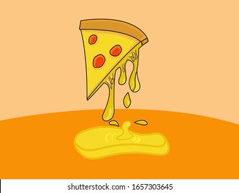 Pizzasymbol und Vektorillustration des geschmolzenen Käse