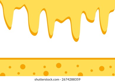 Queso derretido o Vector de fondue de queso suave aislado sobre fondo blanco. Queso derretido, Vector de queso, salpicaduras, líquido derramado.