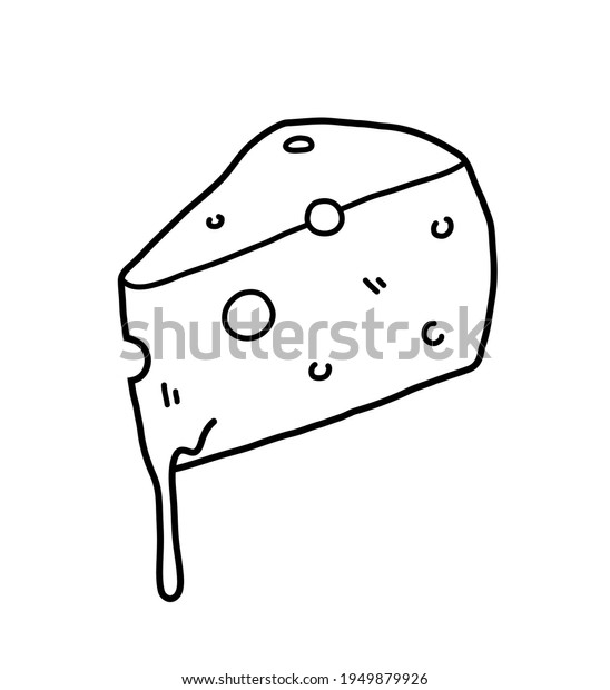 Melted Cheese Wedge Doodle Hand Drawn Stock Vector (Royalty Free