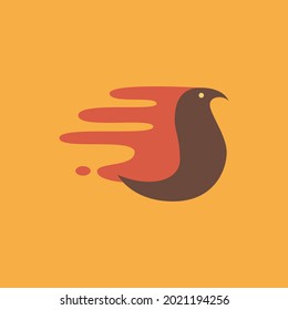Melted chicken logo isolated on yellow