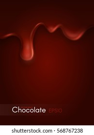 Melted Chocolate 3D Streams Background with Drops. Sweet Space. Vector illustration