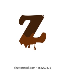 Melted chocolate alphabet over white background vector icon