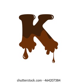 Melted chocolate alphabet over white background vector icon
