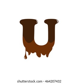 Melted chocolate alphabet over white background vector icon