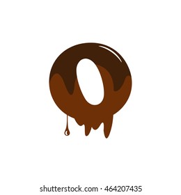 Melted chocolate alphabet over white background vector icon