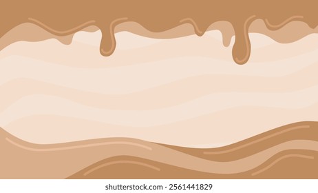 Melted chocolate background from top to bottom. Vector illustration. Suitable for wallpapers, presentations, banners, etc.