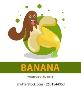 Melted chocolate banana character logo template
