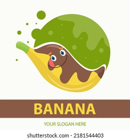 Melted chocolate banana character logo template