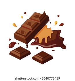 Melted Chocolate Bar Caramel Brown Sweet Treat vector
