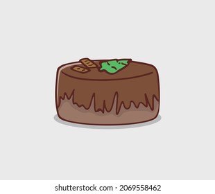 melted chocolate cake hand drawing illustration