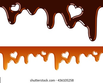 Melted chocolate and caramel seamless vector.