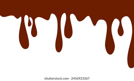 Melted chocolate drip. melted chocolate background. chocolate background for packaging.