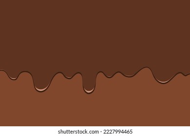 Melted chocolate drip vector illustration. Chocolate glaze food background.
