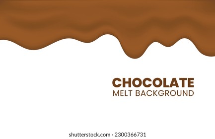 Melted chocolate dripping background. Flowing melted chocolate cartoon on White Background. vector illustration