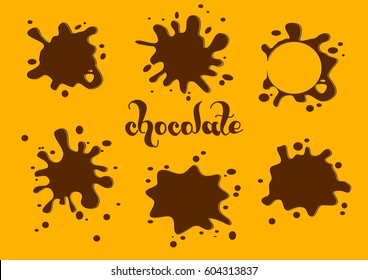 Melted chocolate dripping  background. Vector.