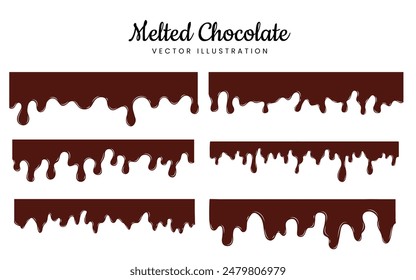 Melted chocolate dripping element vector