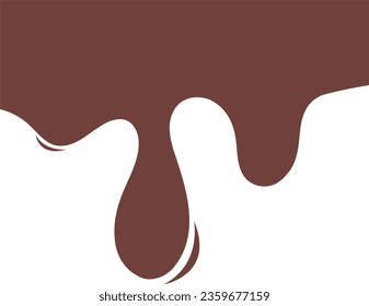 melted chocolate dripping on white background. Melted Chocolate Syrup. Chocolate. Chocolate creamy melted drip wave.