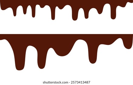 Melted chocolate dripping on white background. Dripping liquid.