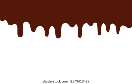 Melted chocolate dripping on white background. Dripping liquid.