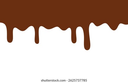 Melted chocolate dripping on white background. melted chocolate, chocolate vector. chocolate on white background.