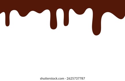 Melted chocolate dripping on white background. melted chocolate, chocolate vector. chocolate on white background.